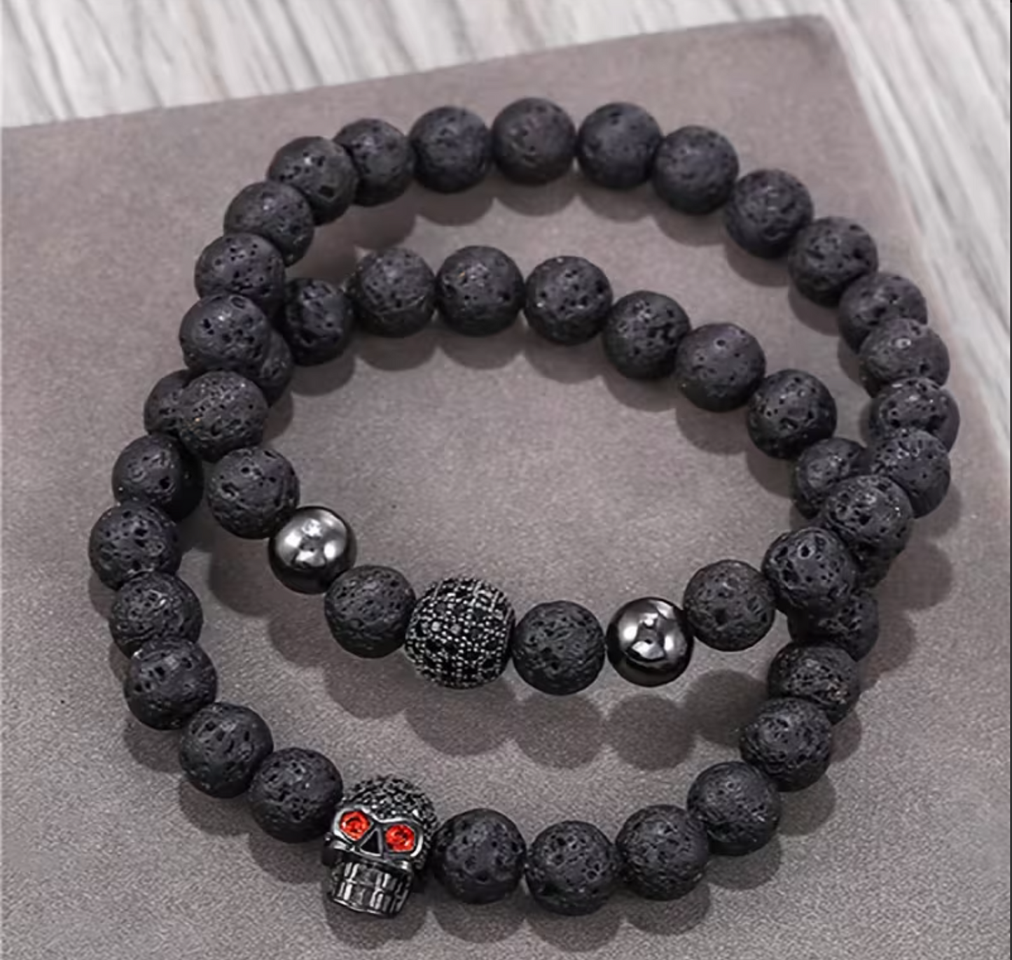 HOHENBERG Herren-Armband " Totenkopf duo"