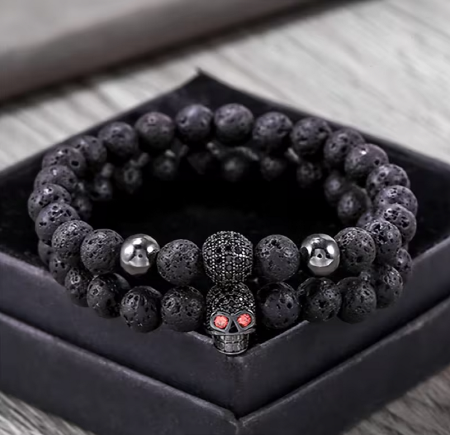 HOHENBERG Herren-Armband " Totenkopf duo"