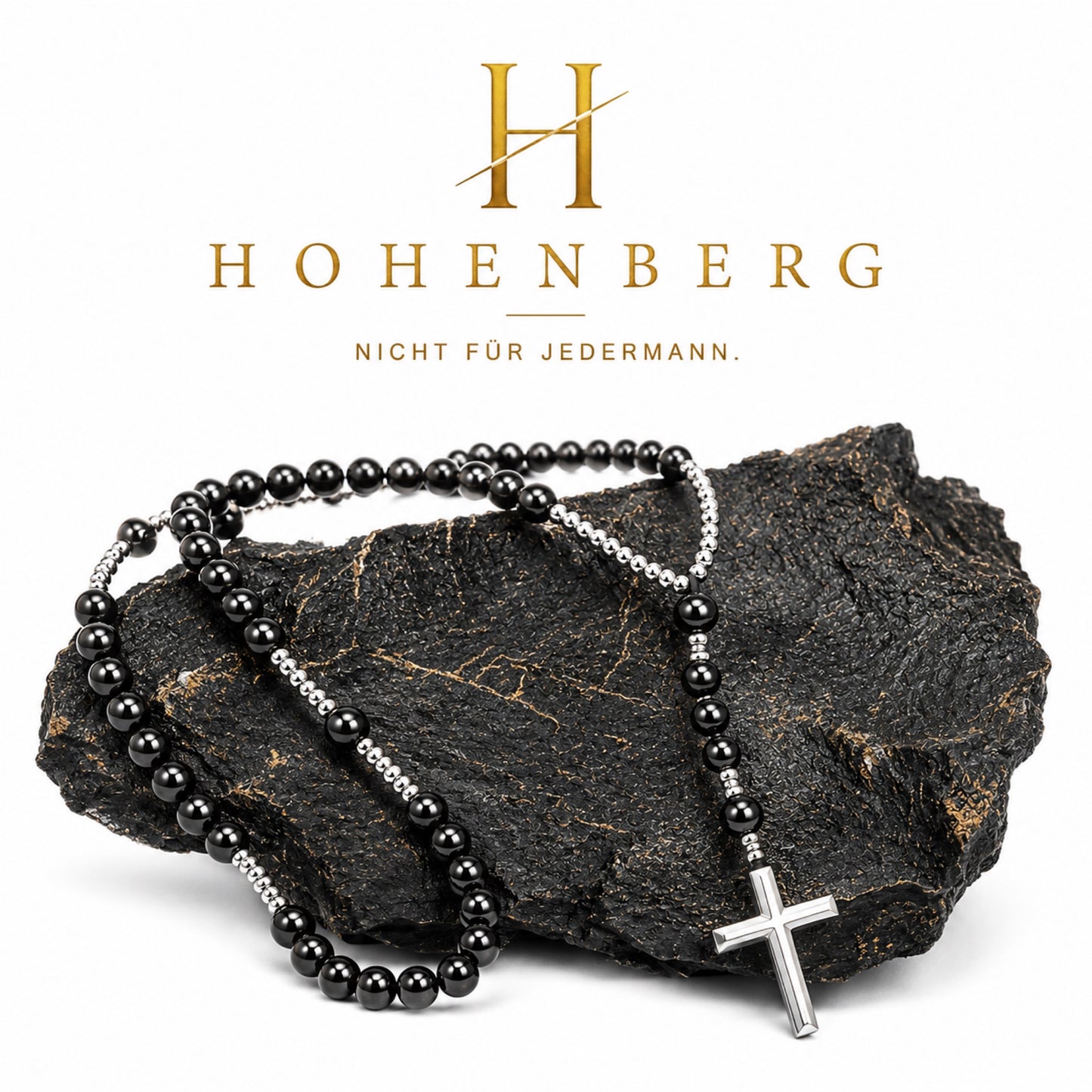 HOHENBERG Herren-Halskette- "Black Diamond Rosary" (Luxury Edition)