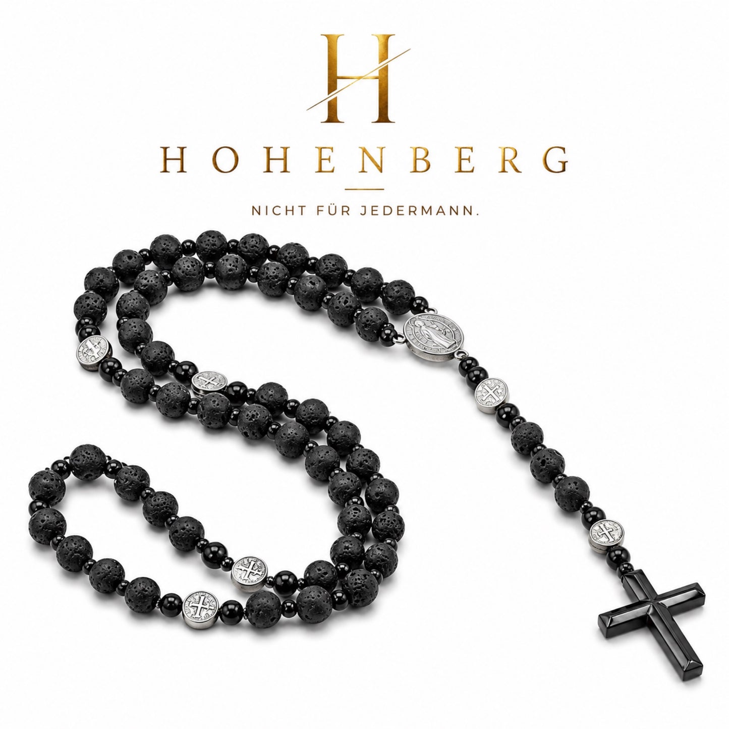 HOHENBERG - Exklusive Herren-Halskette - "Noir Devotion"