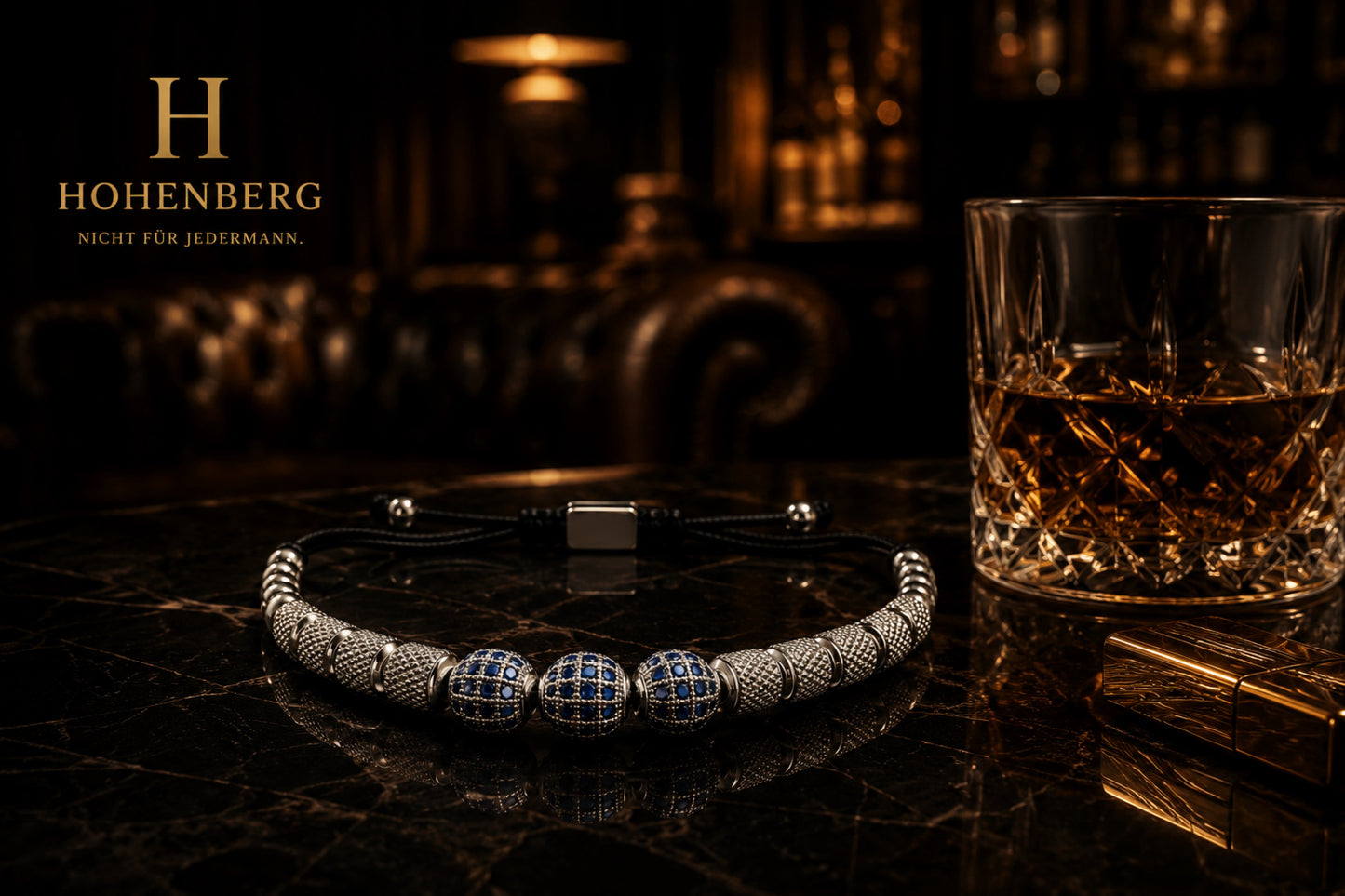 HOHENBERG - Herren-Armband -"Azure Noctis"  (Luxury Edition)