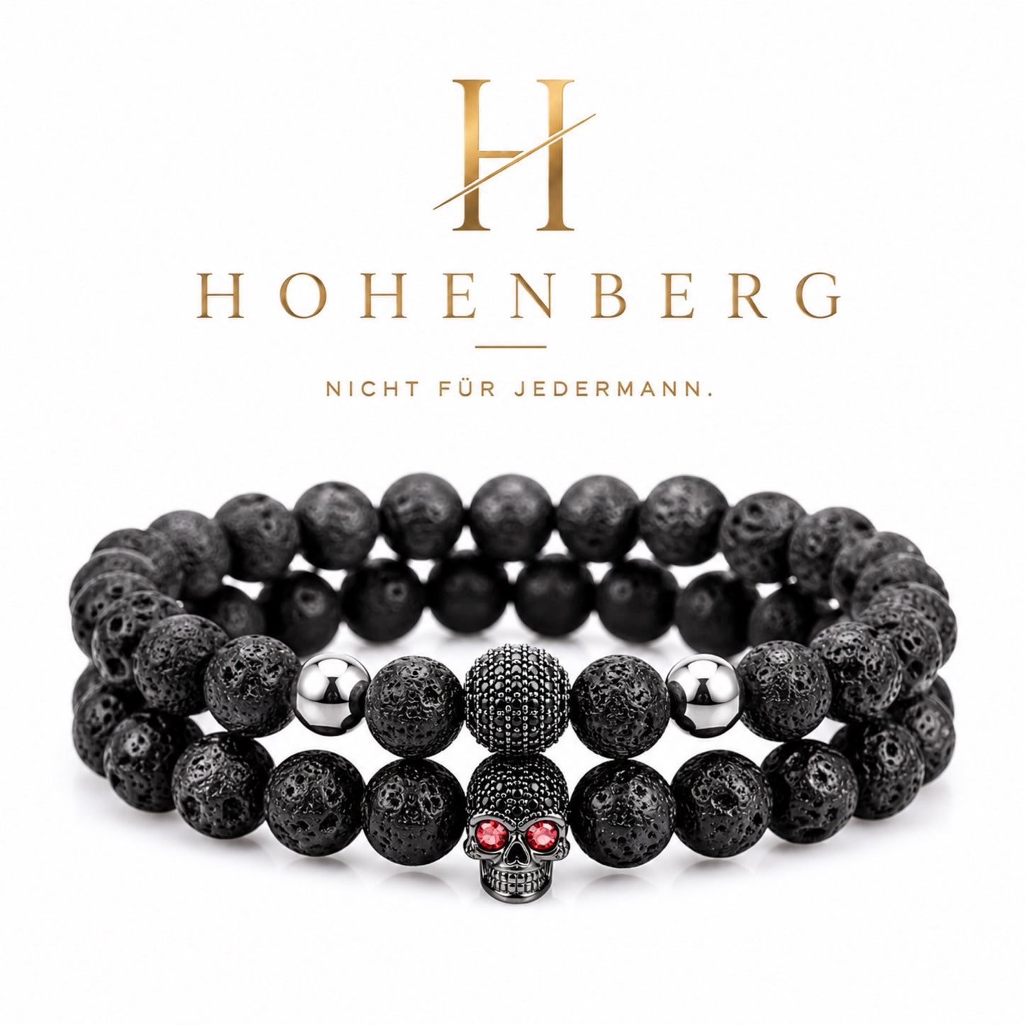 HOHENBERG Herren-Armband " Totenkopf duo"
