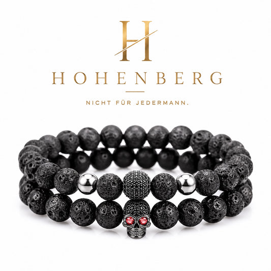 HOHENBERG Herren-Armband " Totenkopf duo"